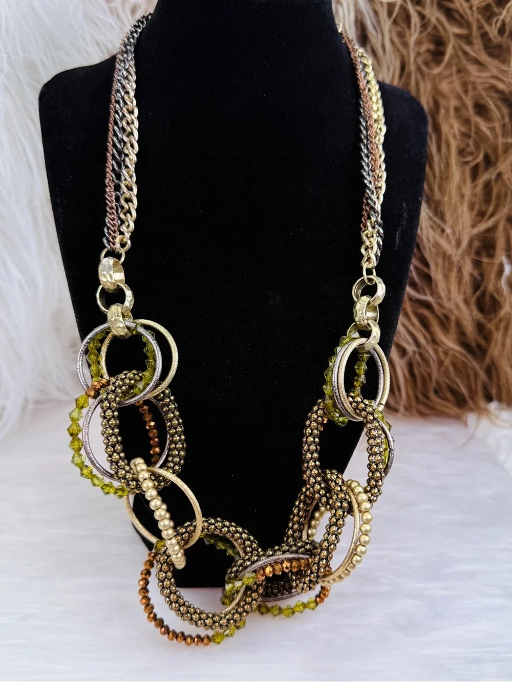 Vintage Bohemian Chic Multi-Color Chain Necklace